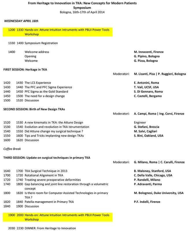 Il Prof. G. Pipino presidente del congresso From Heritage to Innovation in TKA: New Concepts for Modern Patients