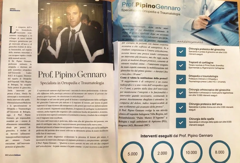 Intervista al Prof. Pipino sulla rivista -talento italiano-